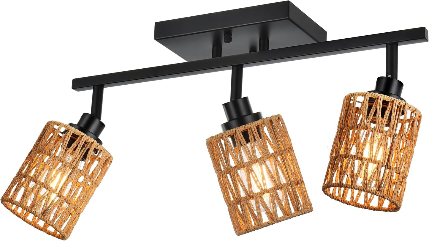3 Luces Riel Tocador Negro Giratorio Pasillo Vestíbulo