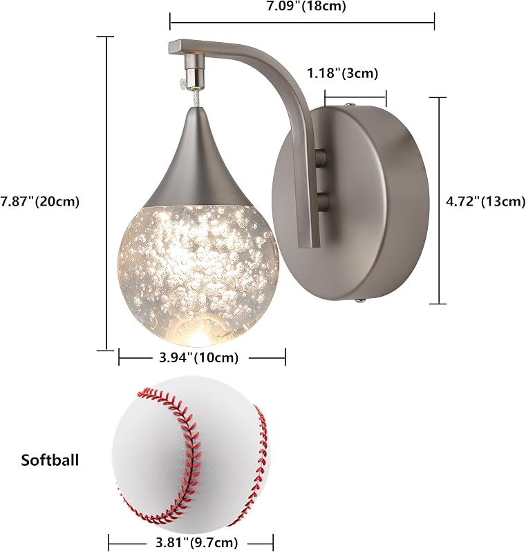 Aplique pared LED cristalino regulable 5W níquel
