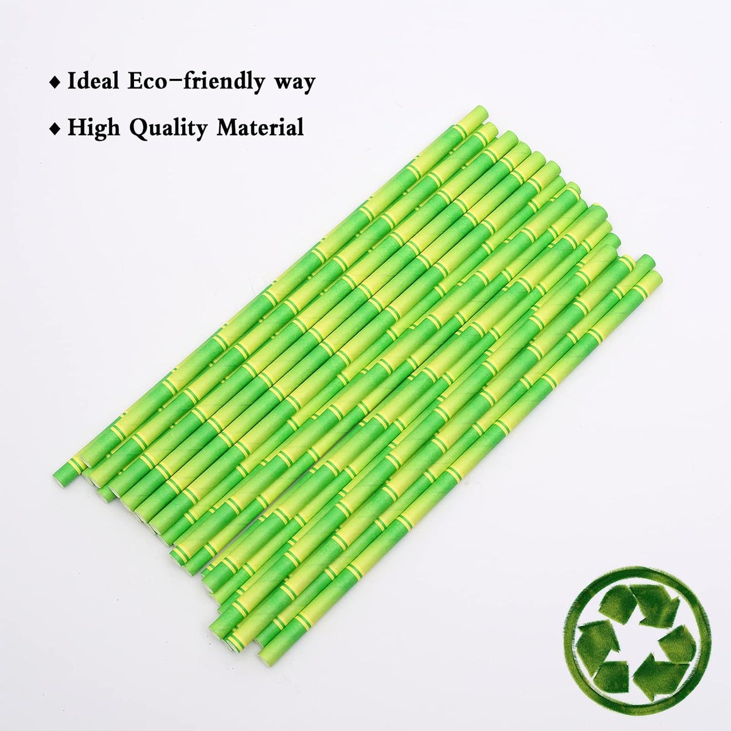 100 Pajitas Bambú Verde Biodegradables 2 Colores para Beber