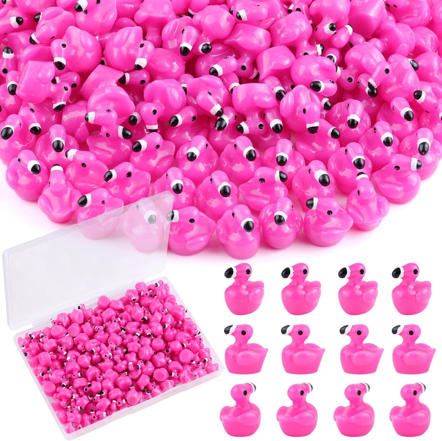110 Pzas Animales Resina Patos Flamencos Rosa Decoración Jardín