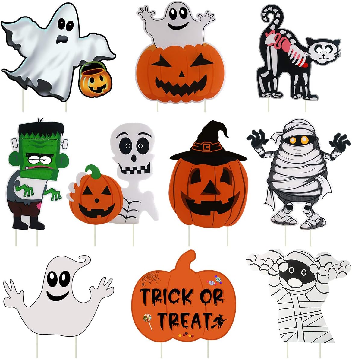 10 Letreros Halloween Fantasma Monstruo Estacas Césped
