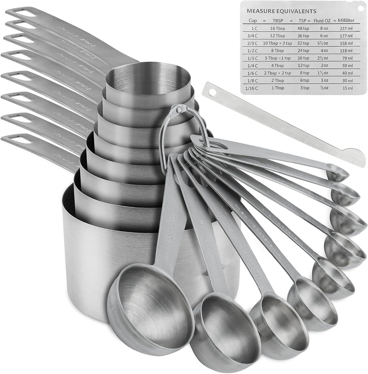 Set 19 cucharas medidoras acero inox profesionales