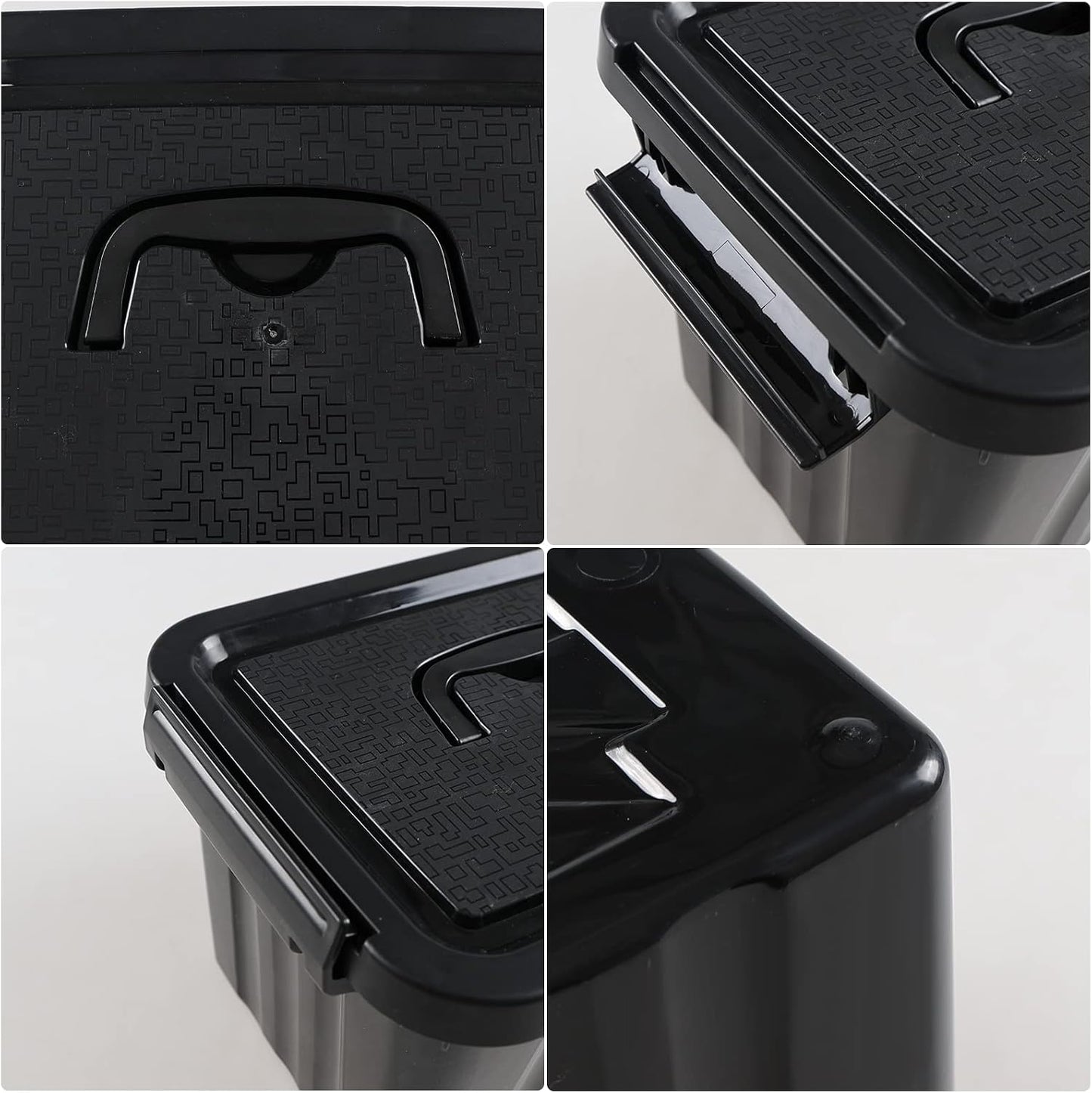 6 Pzas Cajas Almacenamiento Plástico Negro Pestillo 6qt
