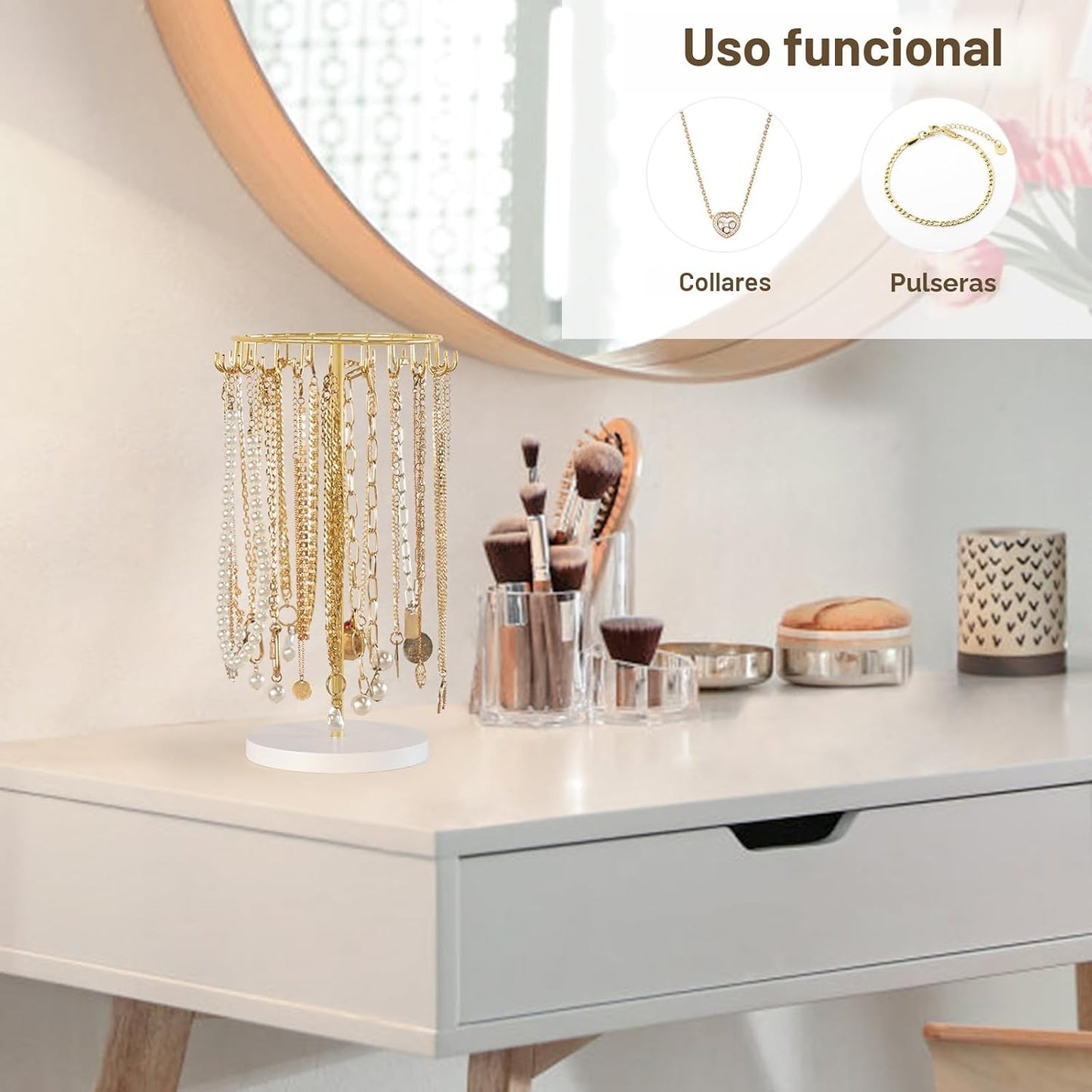 Soporte collares metal 22 ganchos para joyas y llaveros