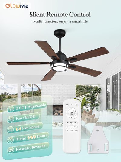 Ventilador techo exterior 52pulg con luces 3CCT 6 vel IP65