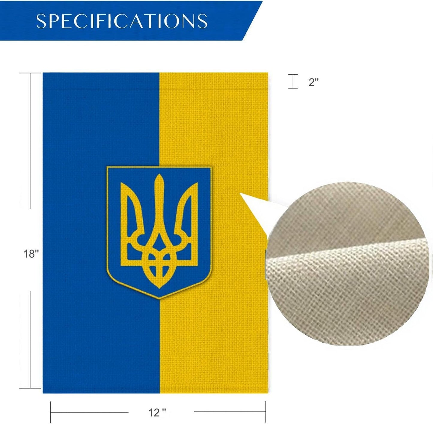 Bandera jardín Ucrania 12x18pulg tridente resistente