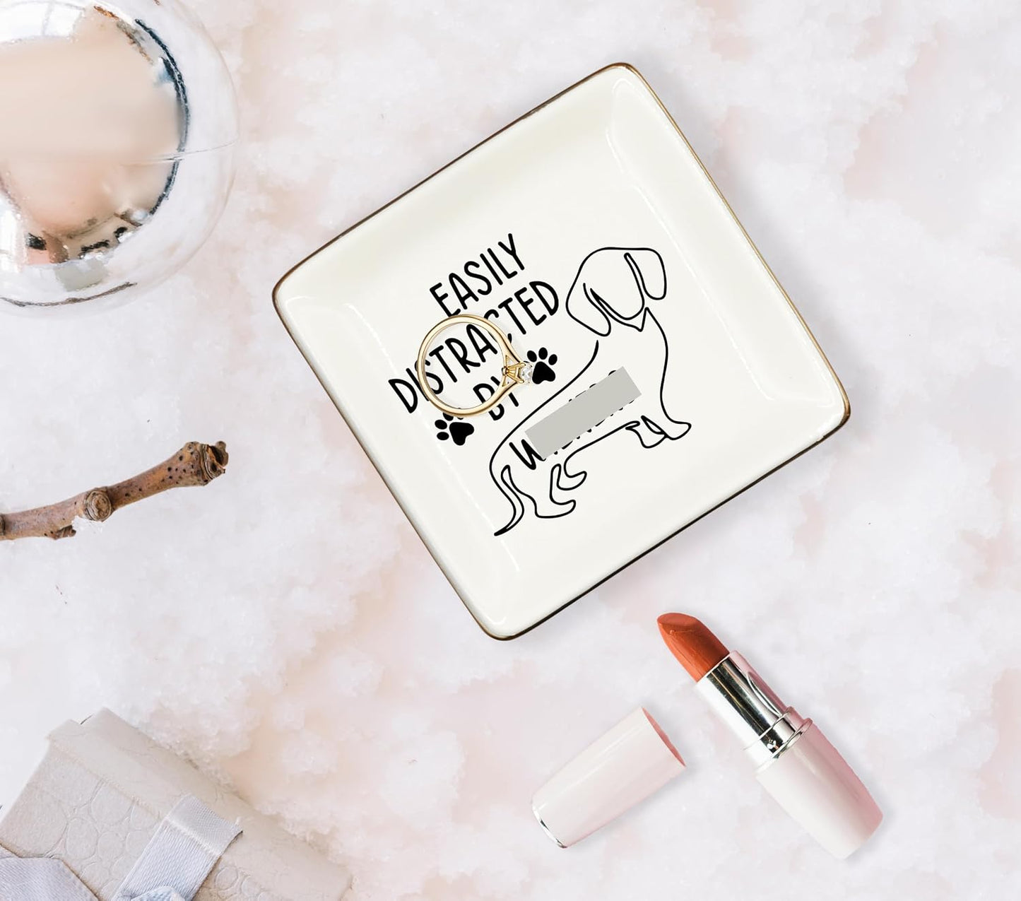 Bandeja cerámica para joyas perro salchicha regalo mujer