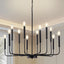 Candelabro moderno negro 12 luces estilo granja