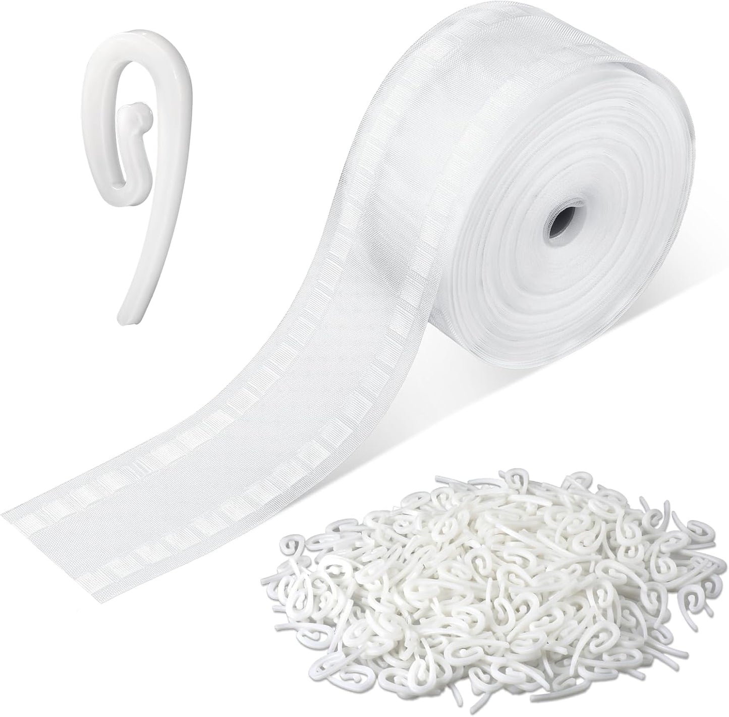 Cinta cortina plegable onda blanca 82ft 350 ganchos