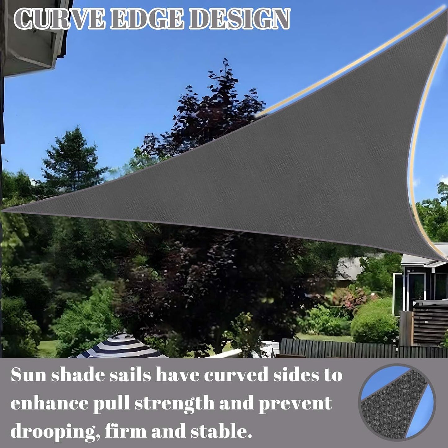 Toldo vela triangular 8x8x8ft cubierta sombra gris oscuro