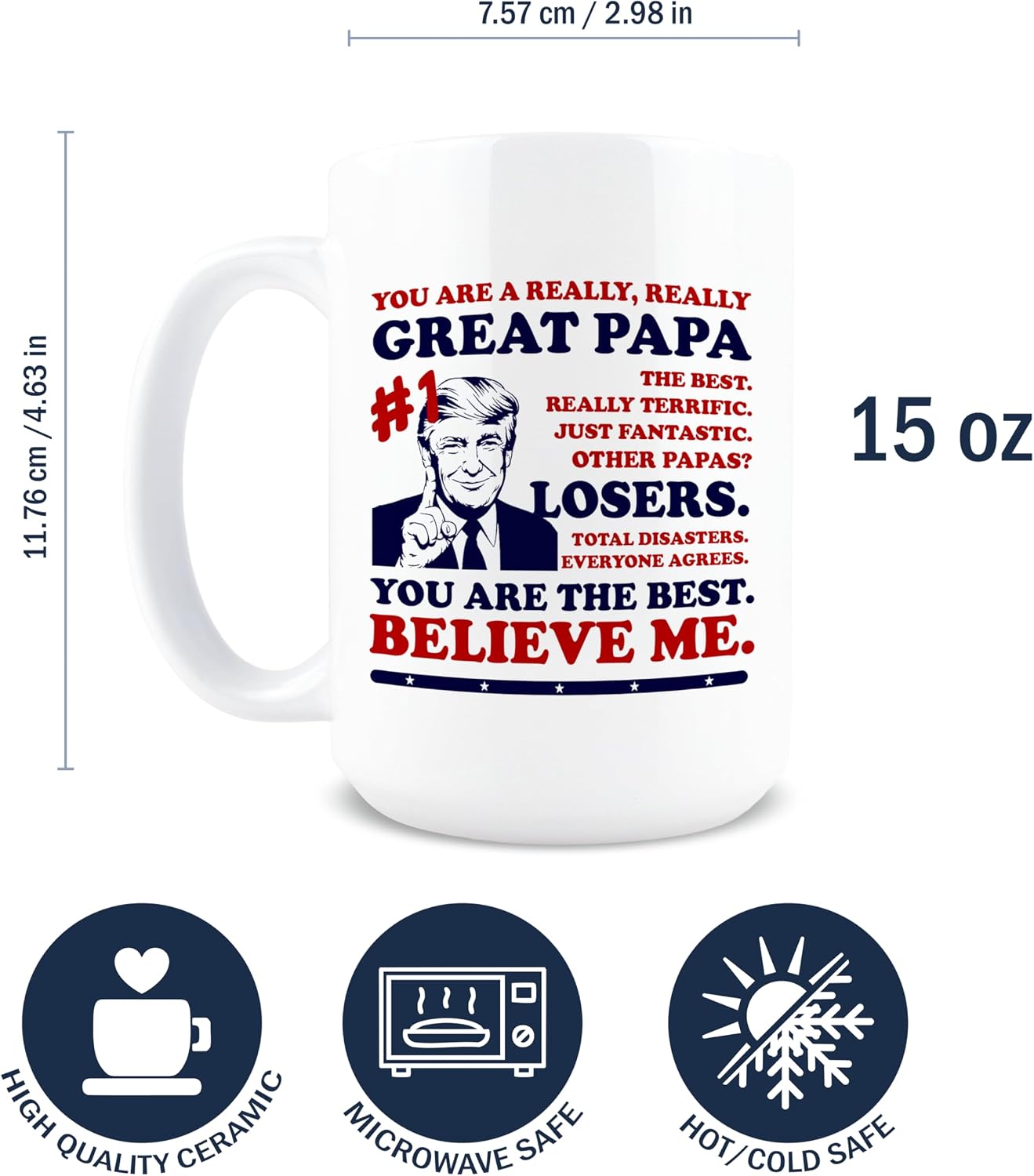 Taza cerámica divertida para papá 15oz regalo navidad