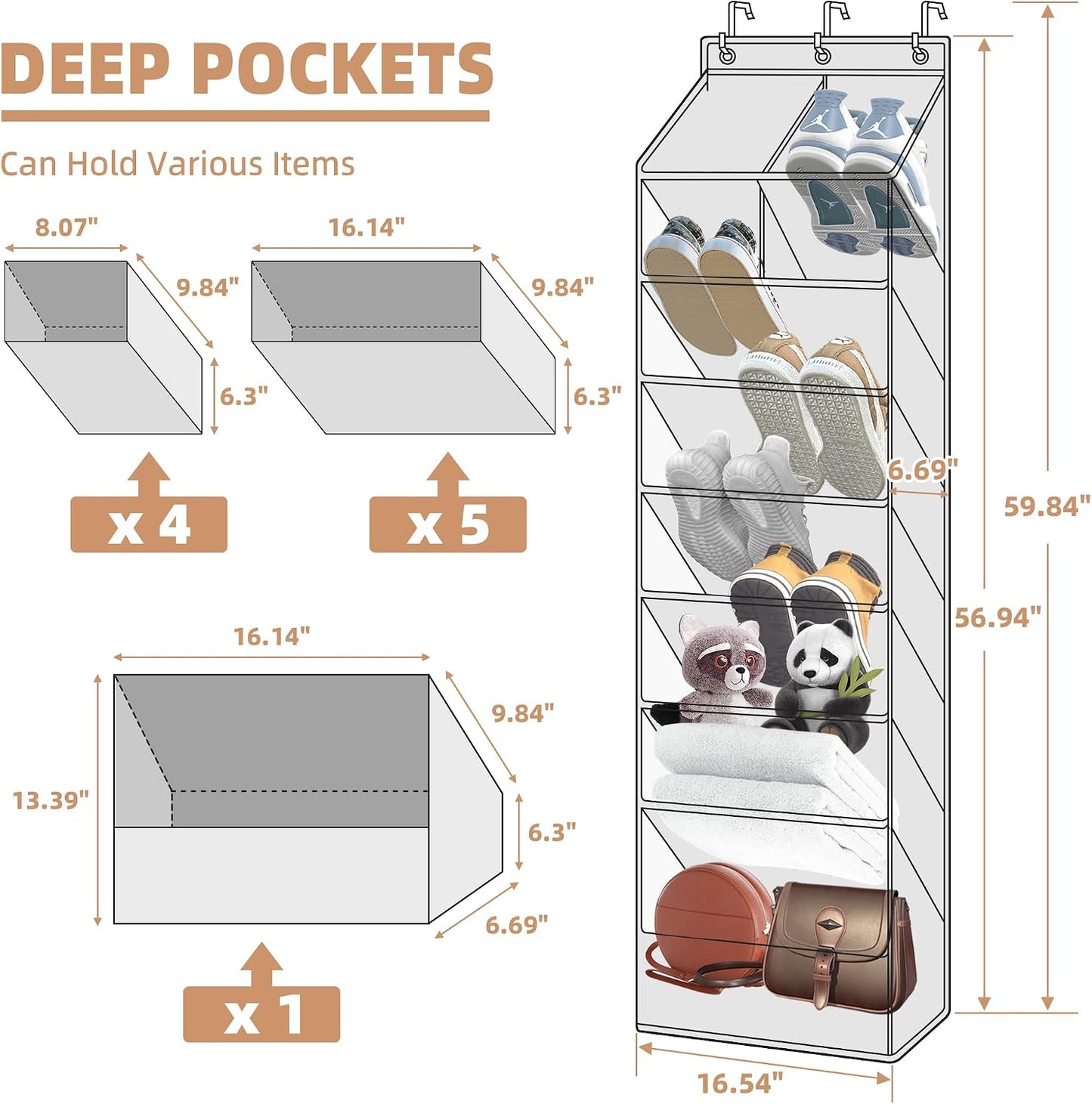 Organiz. zapatos colgante para puerta y dormitorio
