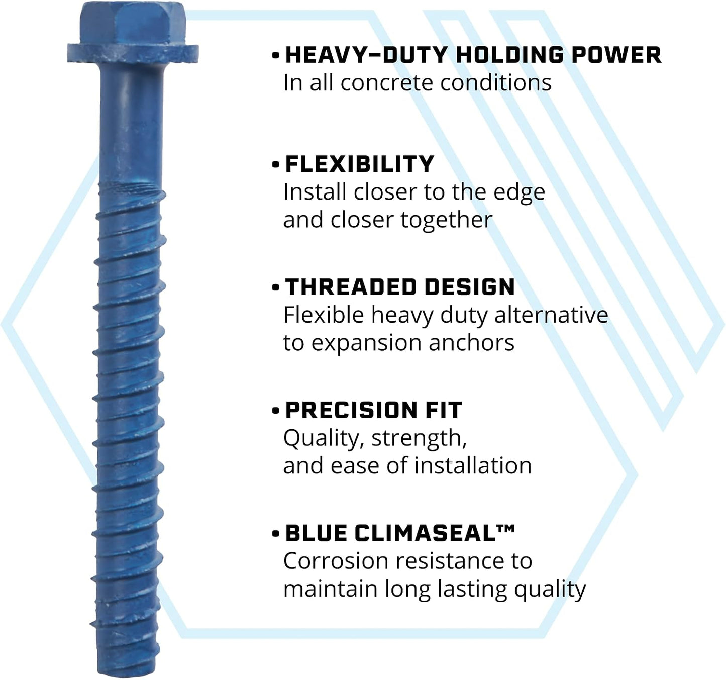 Anclajes hormigón cabeza hex 1/2x3pulg 10uds azul