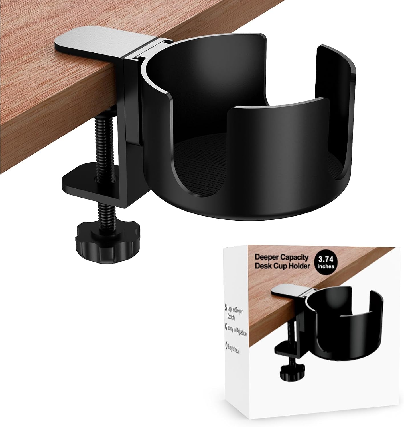 Abrazadera portavasos escritorio 3.7" 11lbs negro