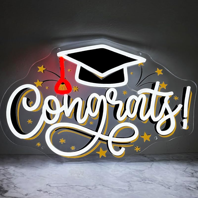 Letrero neón Congrats Grad para graduación 2026