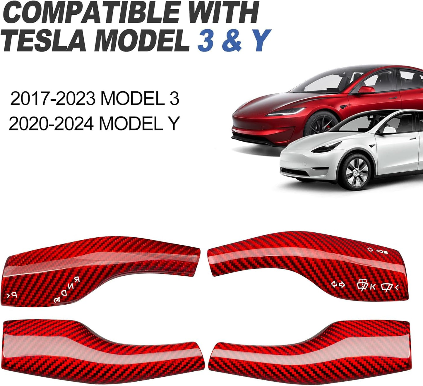 Funda palanca dirección fibra vidrio Tesla Model 3/Y 2017-24