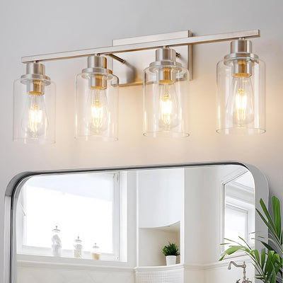4 Luces de Baño Níquel Cepillado Estilo Granja Apliques