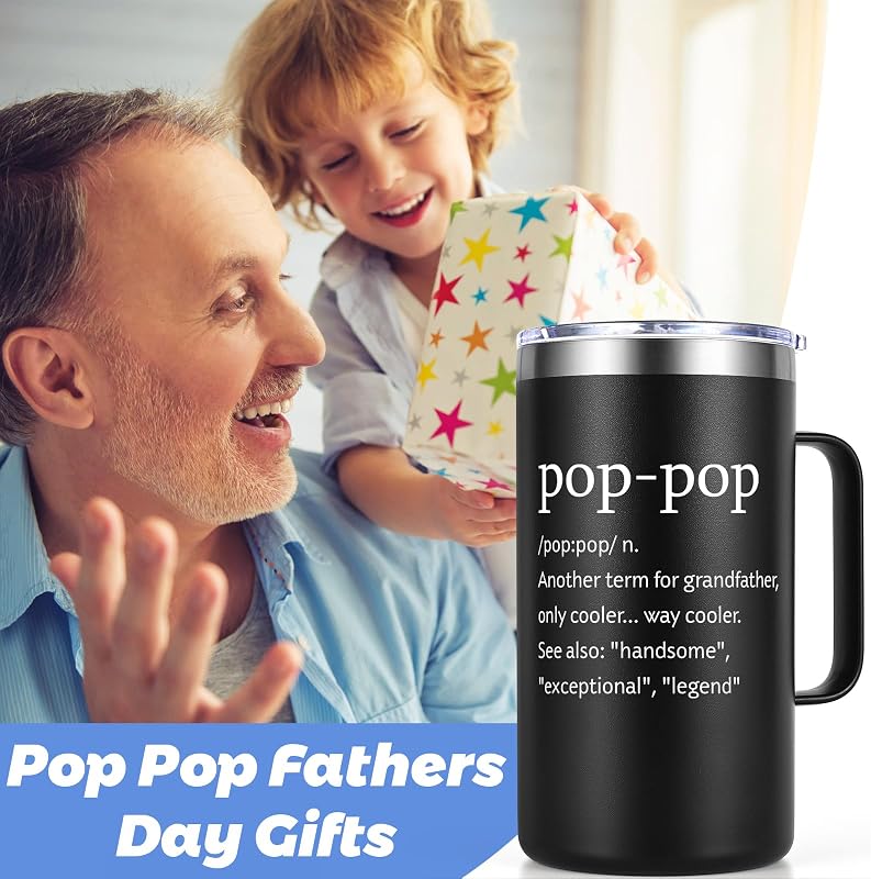 Taza café aislada 20oz regalo día del padre abuelo negro