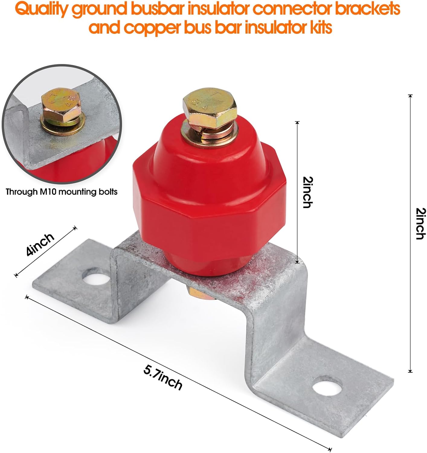4 Aisladores 2500V con soportes barra colectora tierra 2pulg