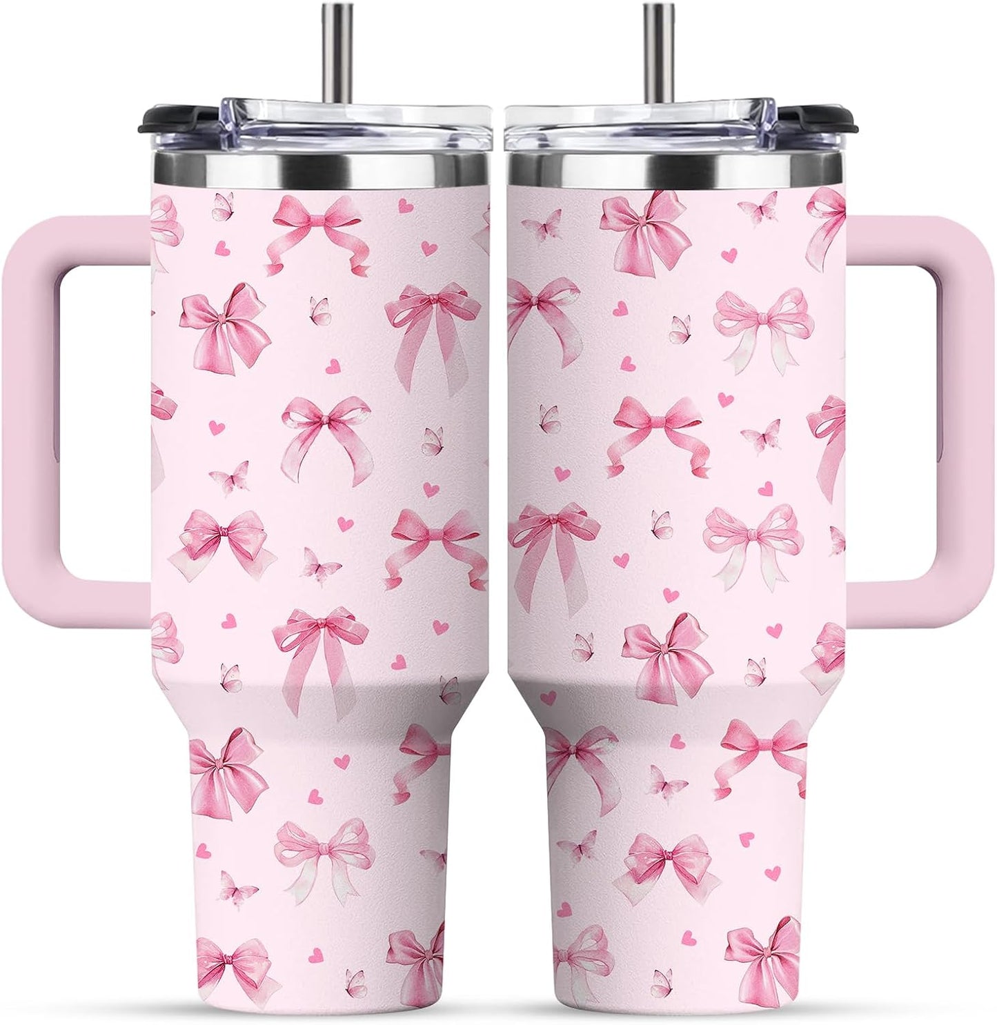 Vaso acero inox con lazo rosa 770ml para mujer