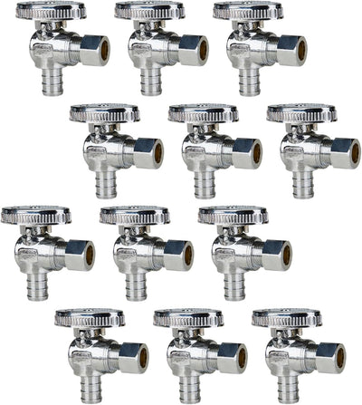 12 Válvulas PEX 1/2x3/8 pulg cuarto de vuelta cromada