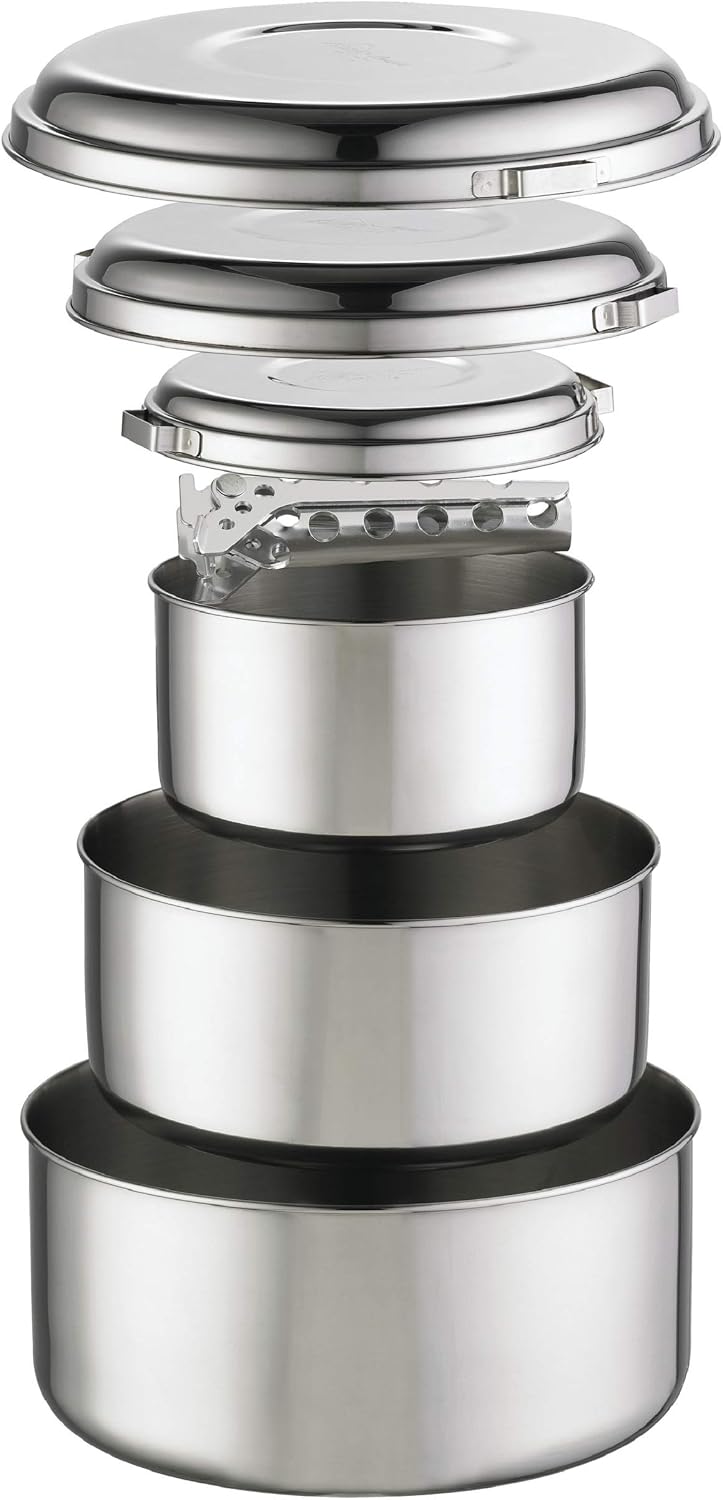Set ollas camping acero inox