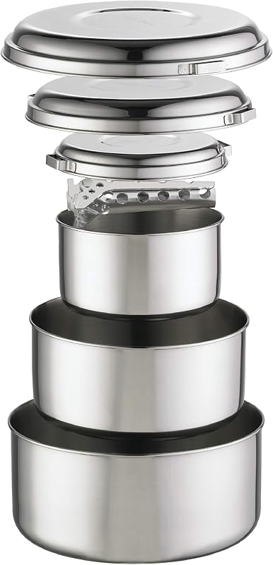 Set ollas camping acero inox