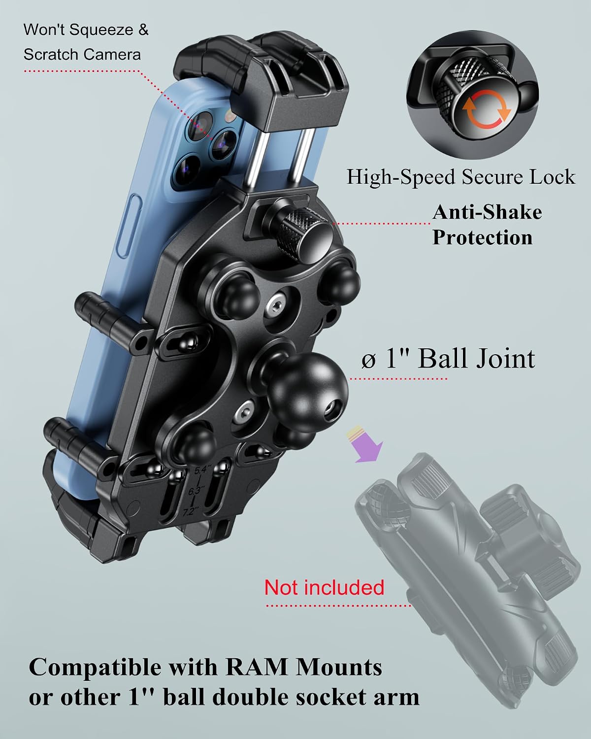 Soporte bola 1" amortiguador para RAM Mounts B