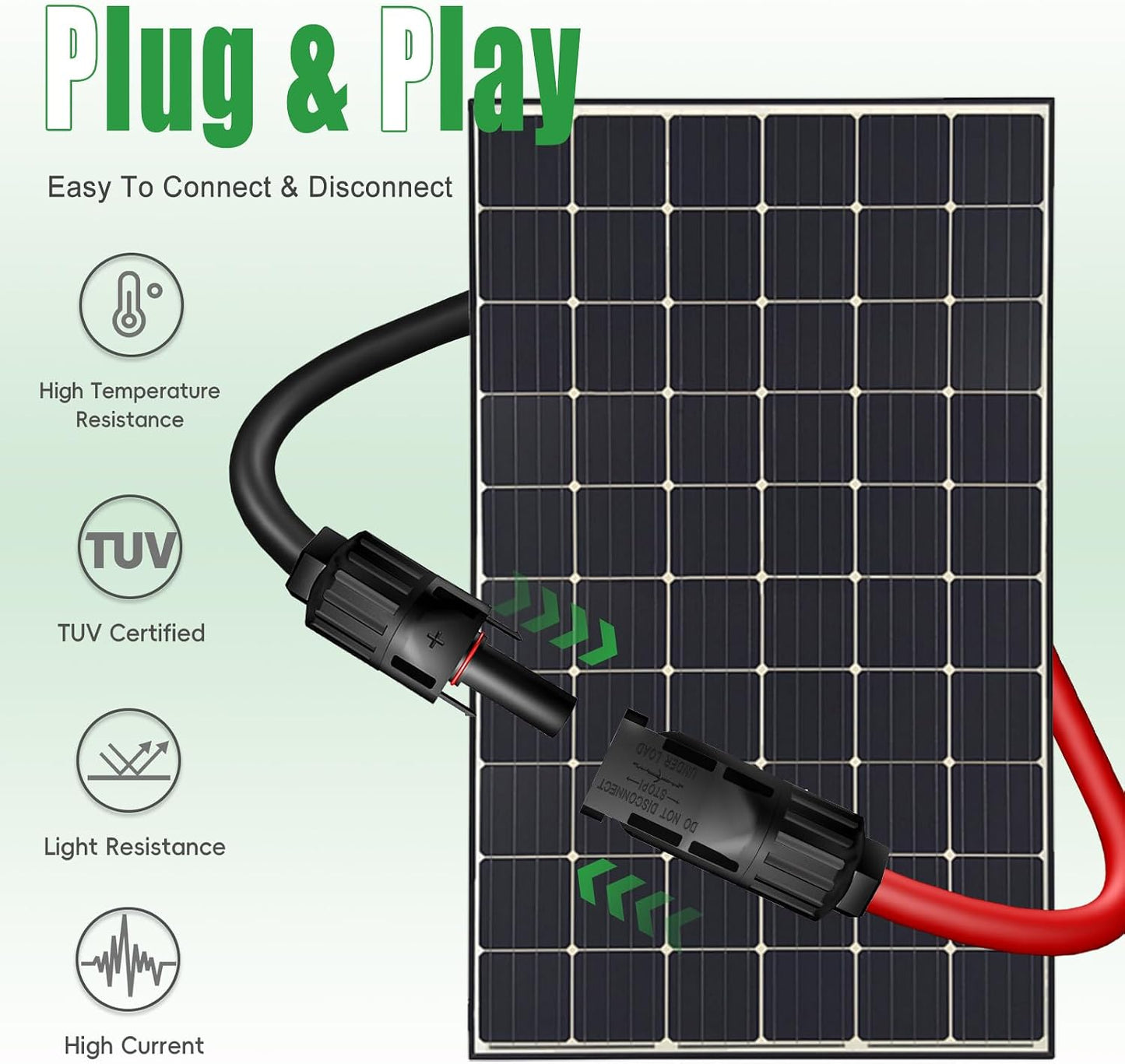 Cable extensión solar doble 30ft cobre estañado uso exterior