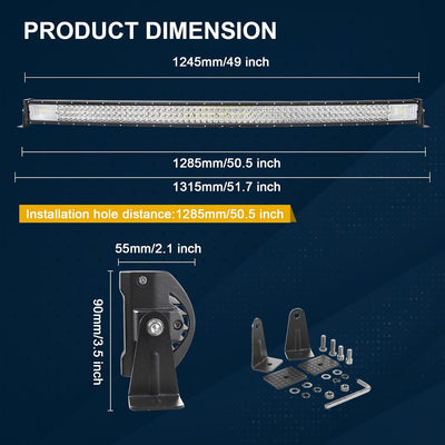 Barra luz LED curvada todoterreno 50" 648W 12V/24V