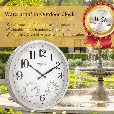 Reloj exterior 16pulg termómetro higrómetro blanco