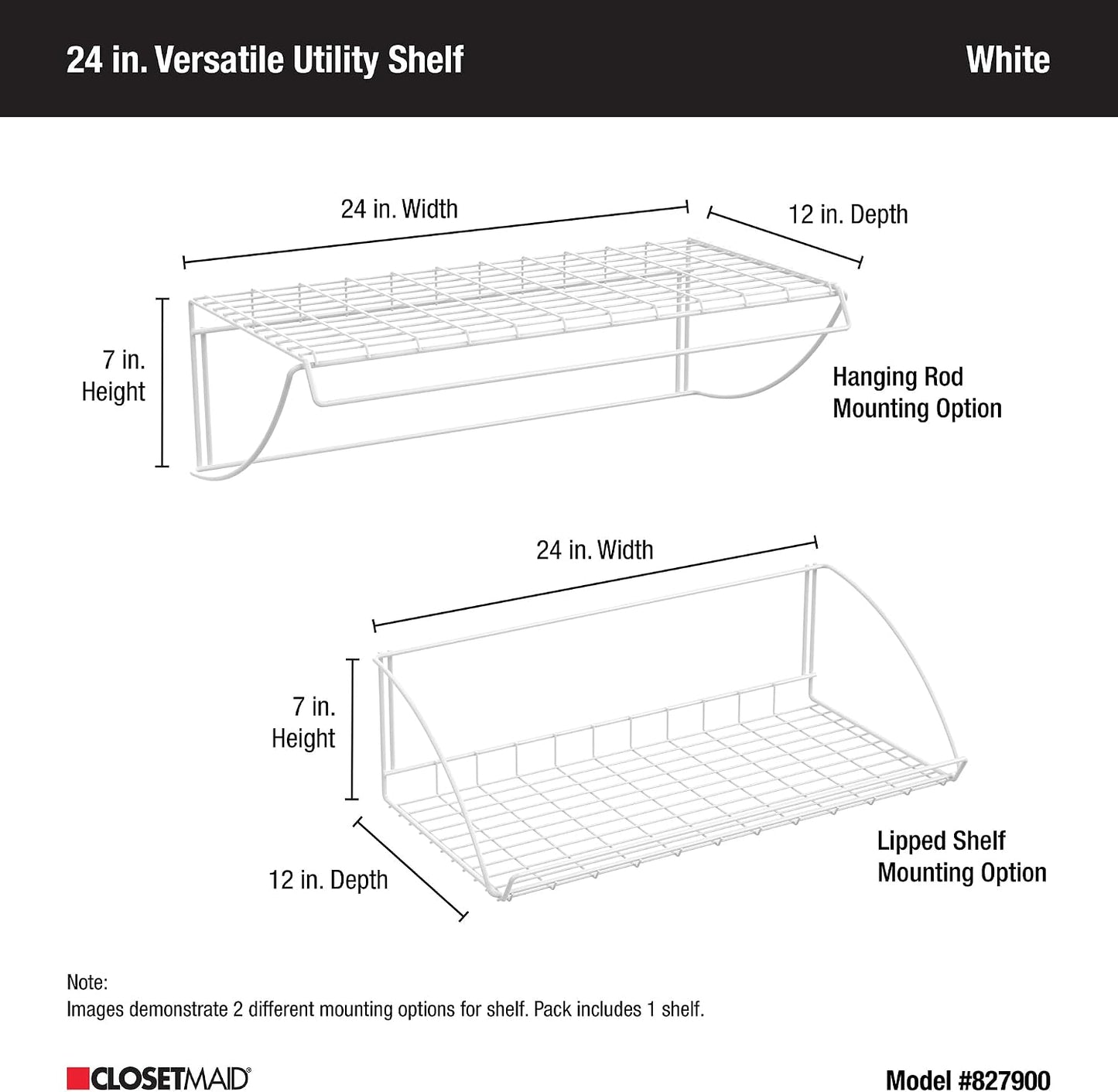 Estantería ganchos uso general 24" Blanco
