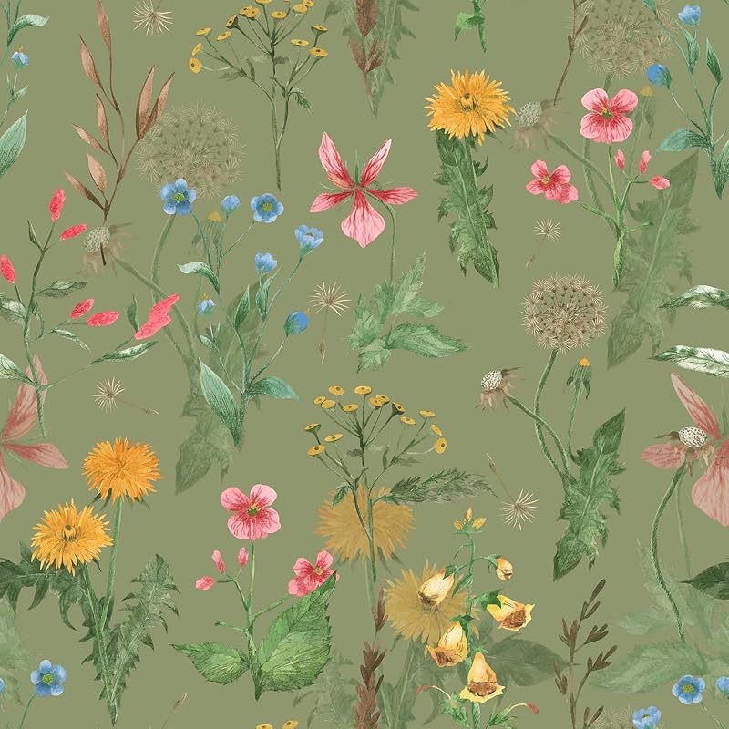 Papel tapiz floral vintage 17.7x354" remov.