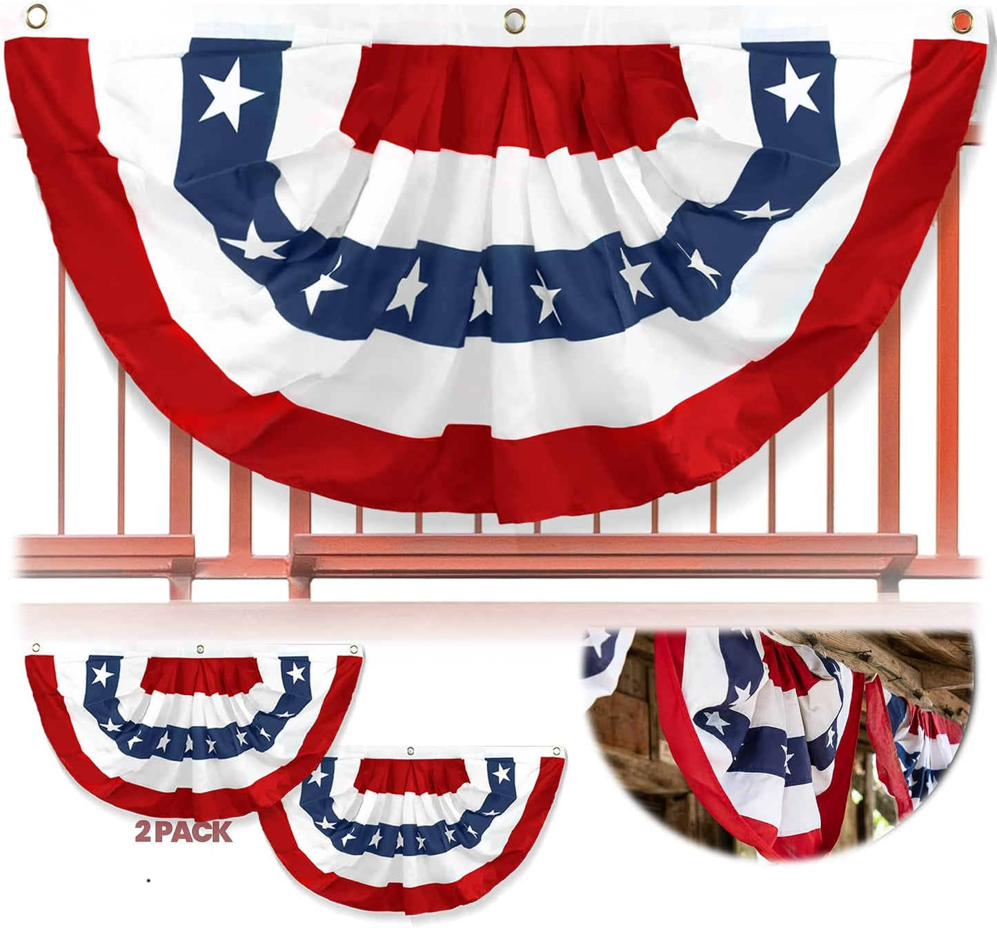 Bandera plisada EE.UU. 1.5x3ft estrellas y rayas