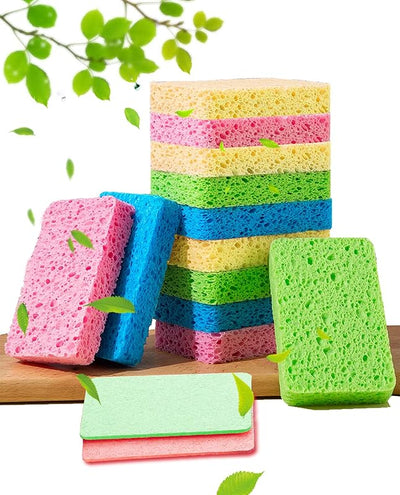 12 Pzas Esponjas Celulosa Absorben Agua Platos Baño Autos