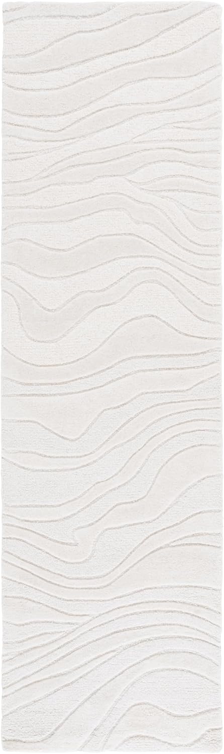 Alfombra pasillo 2ft3pulg x 8ft marfil lana hecha a mano