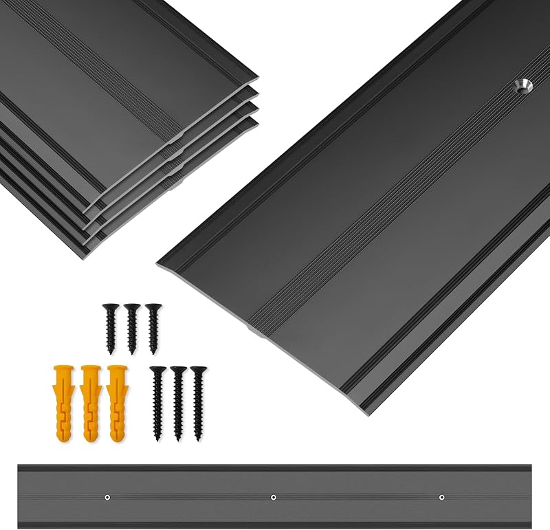 Tira transición aluminio 36x4" perfil plano para alfombras