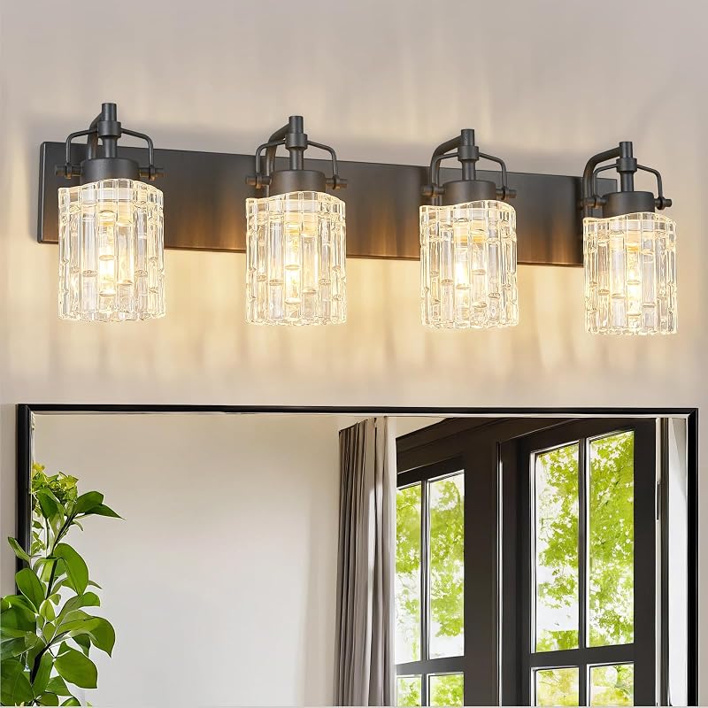 Lámpara tocador cristal 4 luces sobre espejo baño dormitorio