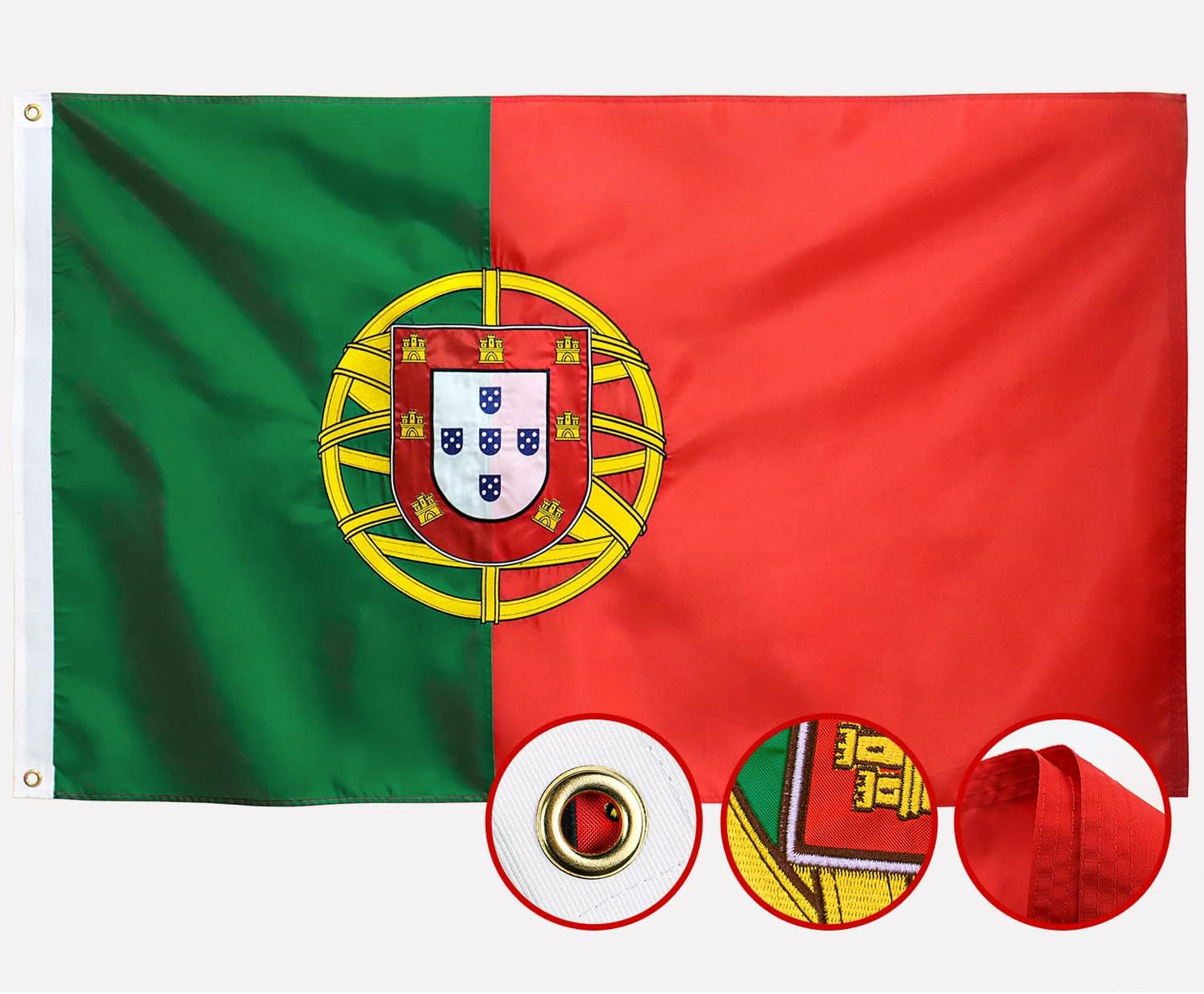 Bandera Portugal doble cara 3x5 nylon resistente exteriores