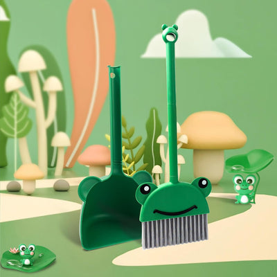 Juego recogedor escoba rana verde para niños