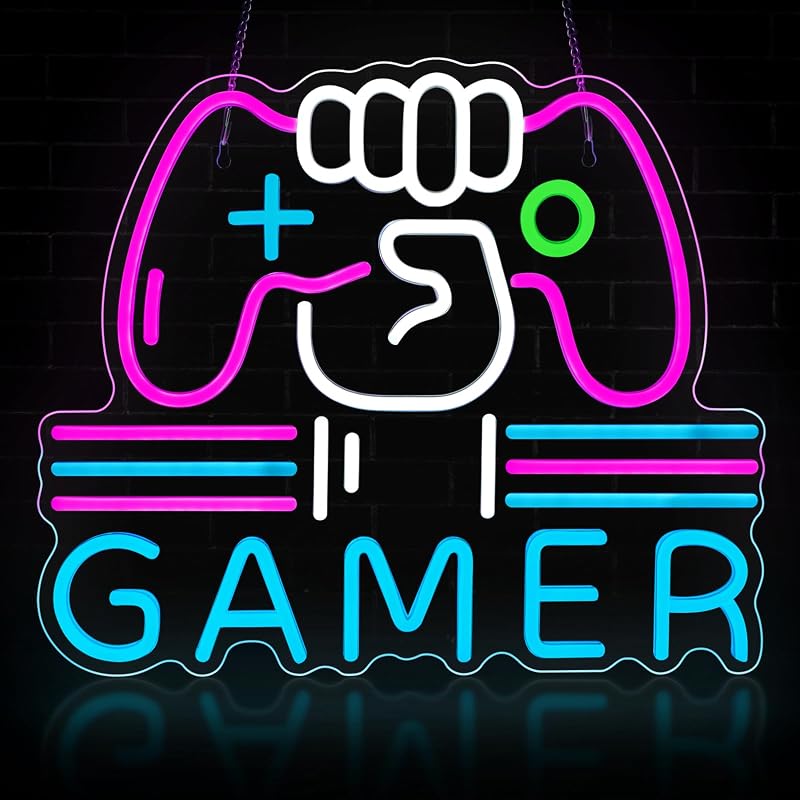 Letrero neón gamer regulable colores sala set