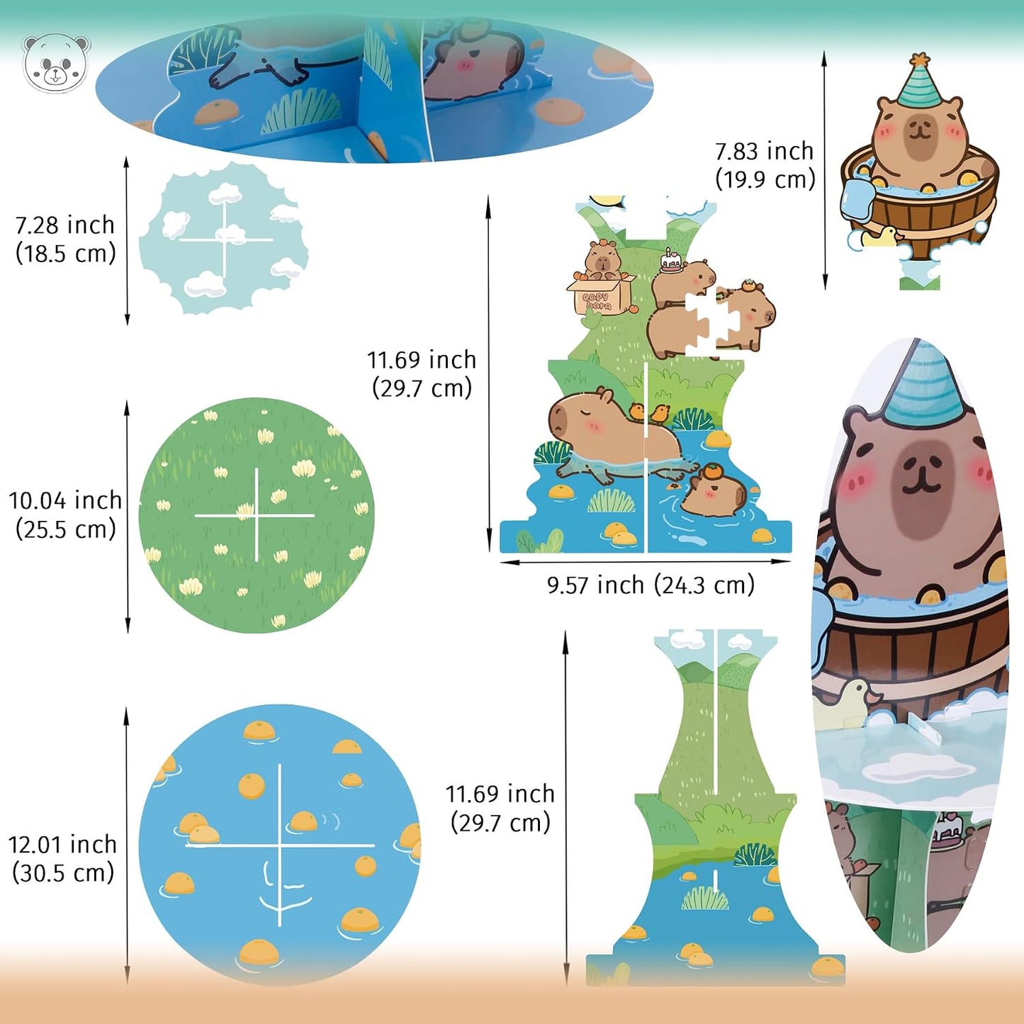 Soporte cupcakes 3 niveles decoración capybara 24 pzas