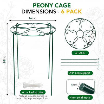 6 Pzas Jaulas Peonía 16x24pulg Soporte para Plantas
