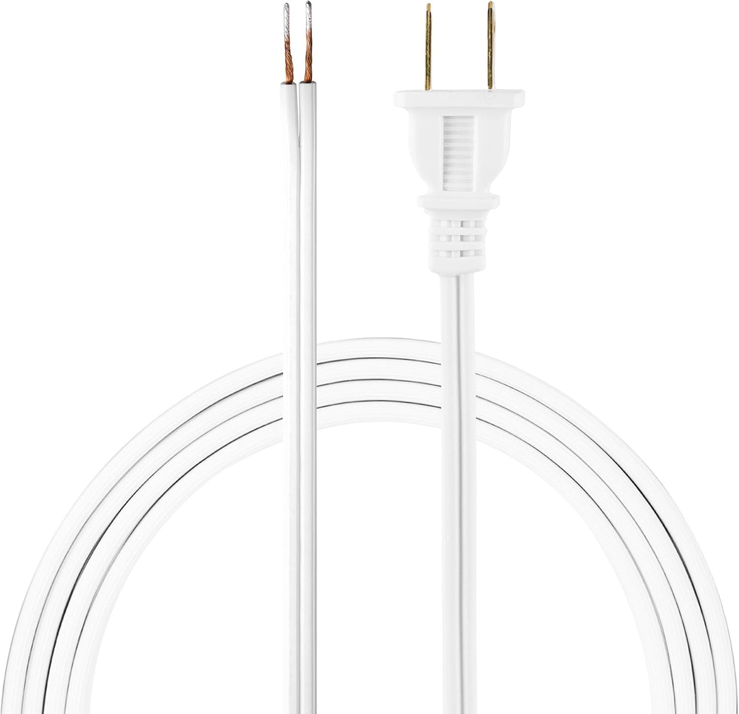 Cable lámpara 8ft enchufe polarizado 2 puntas UL blanco