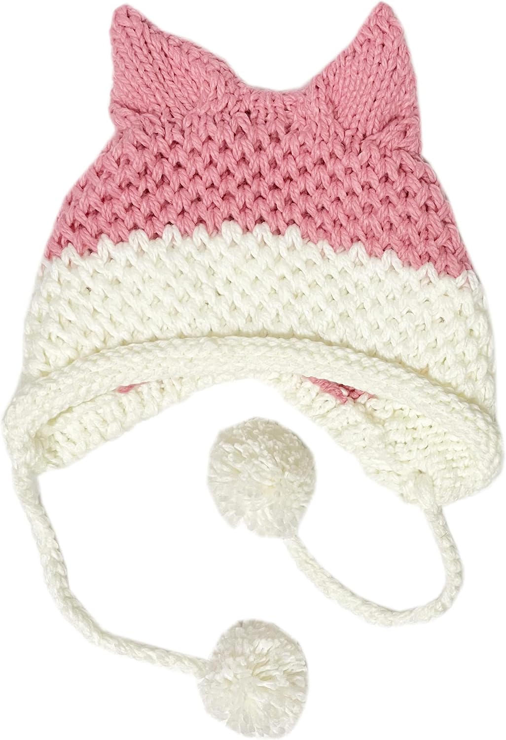 Gorro punto cálido con orejas zorro y pompón