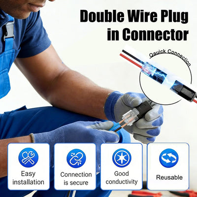 Conector doble cable con hebilla bloqueo para luces y manualidades