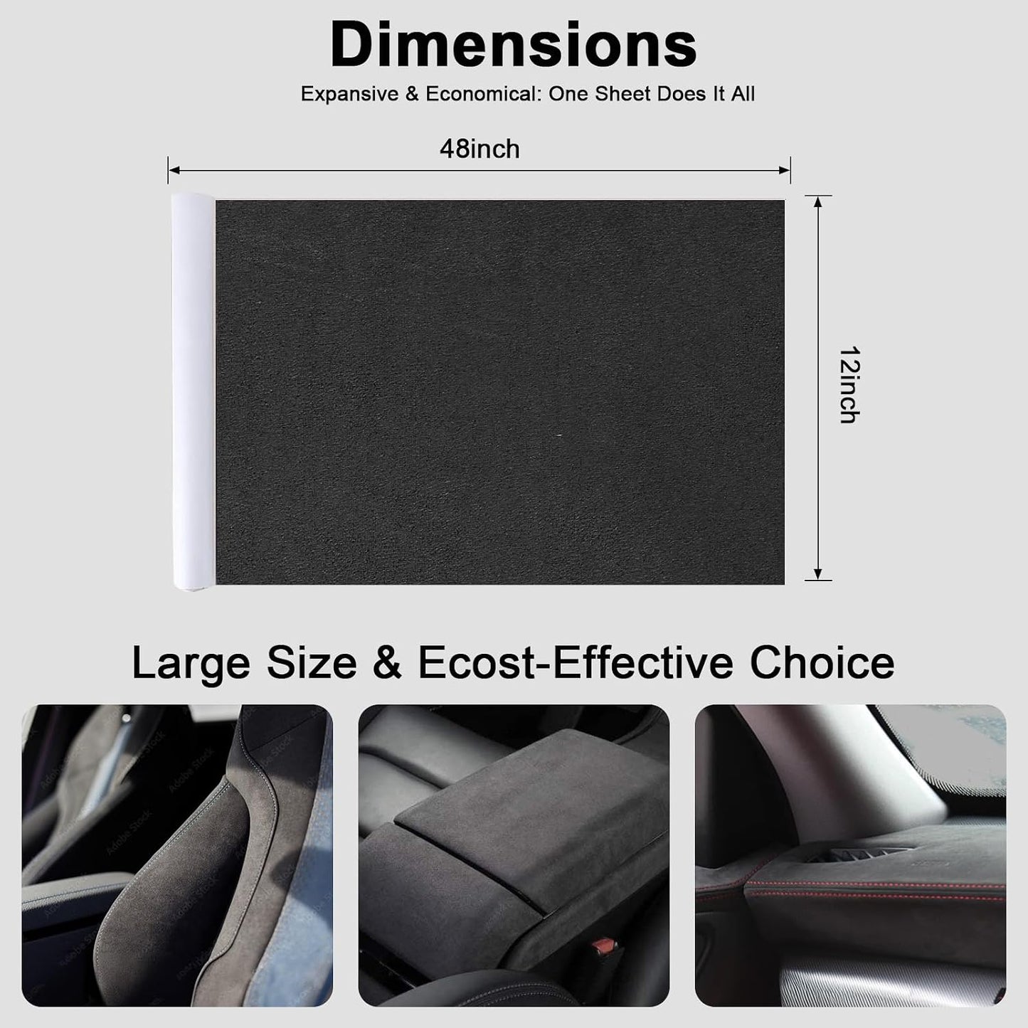 Envoltura gamuza negra 12x48" autoadhesiva para auto y hogar