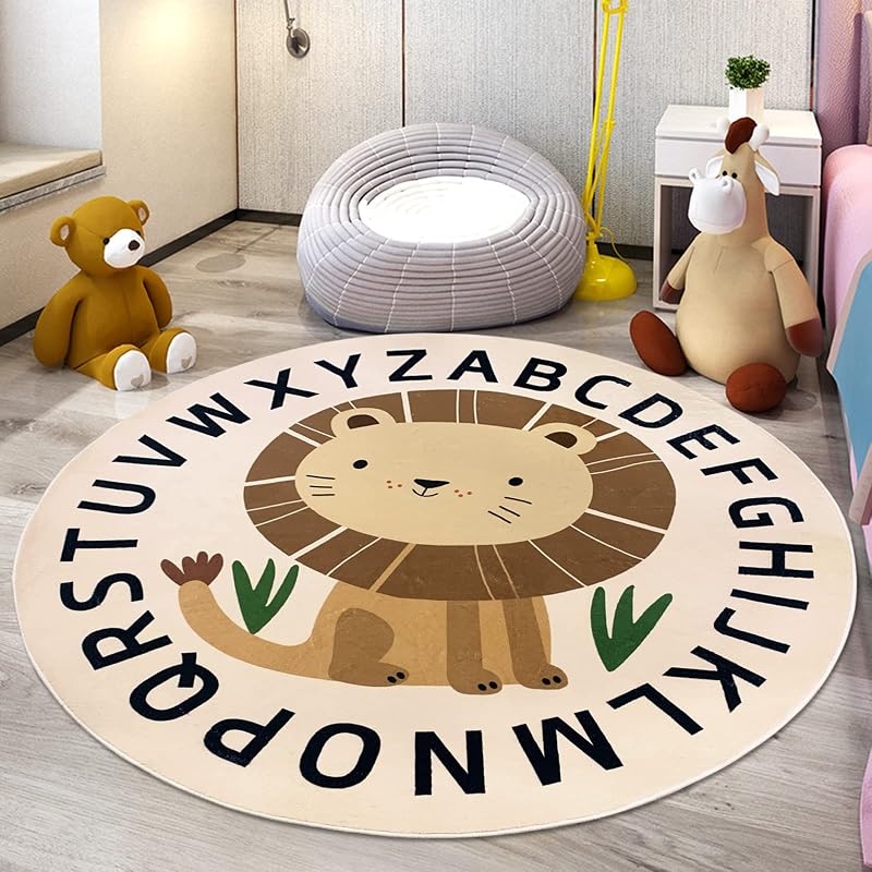 Alfombra redonda para niños antideslizante lavable