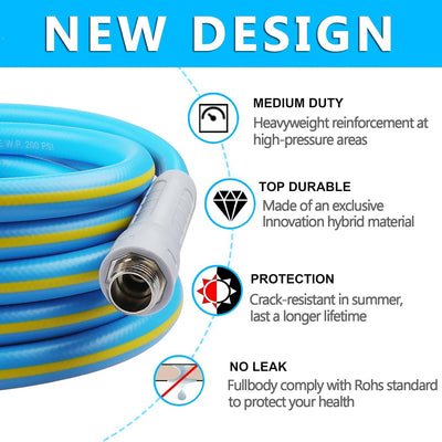 Manguera jardín 5/8pulg x30ft resistente con accesorios azul