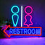 Señal neón LED baño con flecha regulable USB